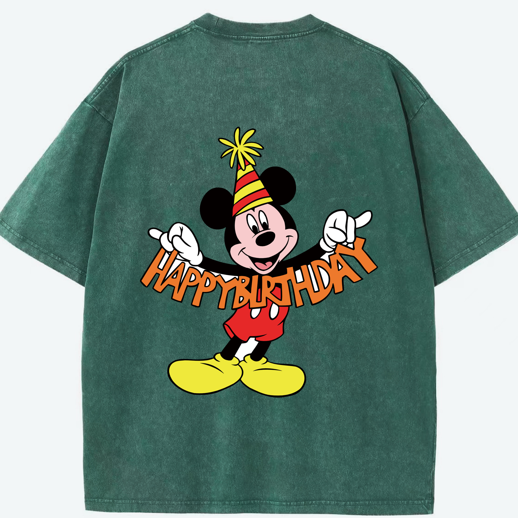（画像用） ミッキーマウス Mickey Mouse 綿100% ヴィンテージ風 半袖Tシャツ（背面プリント）